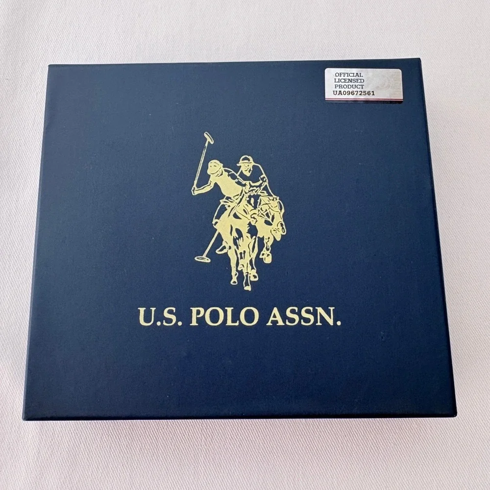 U.S. Polo Assn‎ Trifold Wallet Brown Genuine Leather Embossed Logo NWT